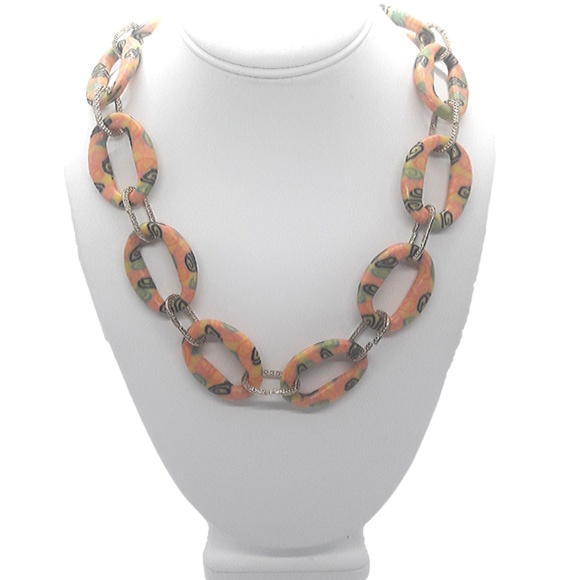 Handmade Calypso Studios Clay Link Necklace - Picture 1 of 8